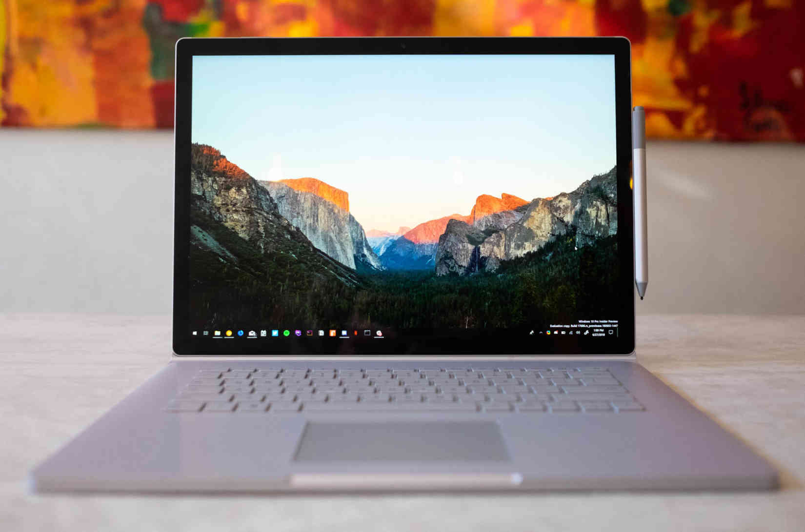 The Surface Book 2 open to compare with a MacBook