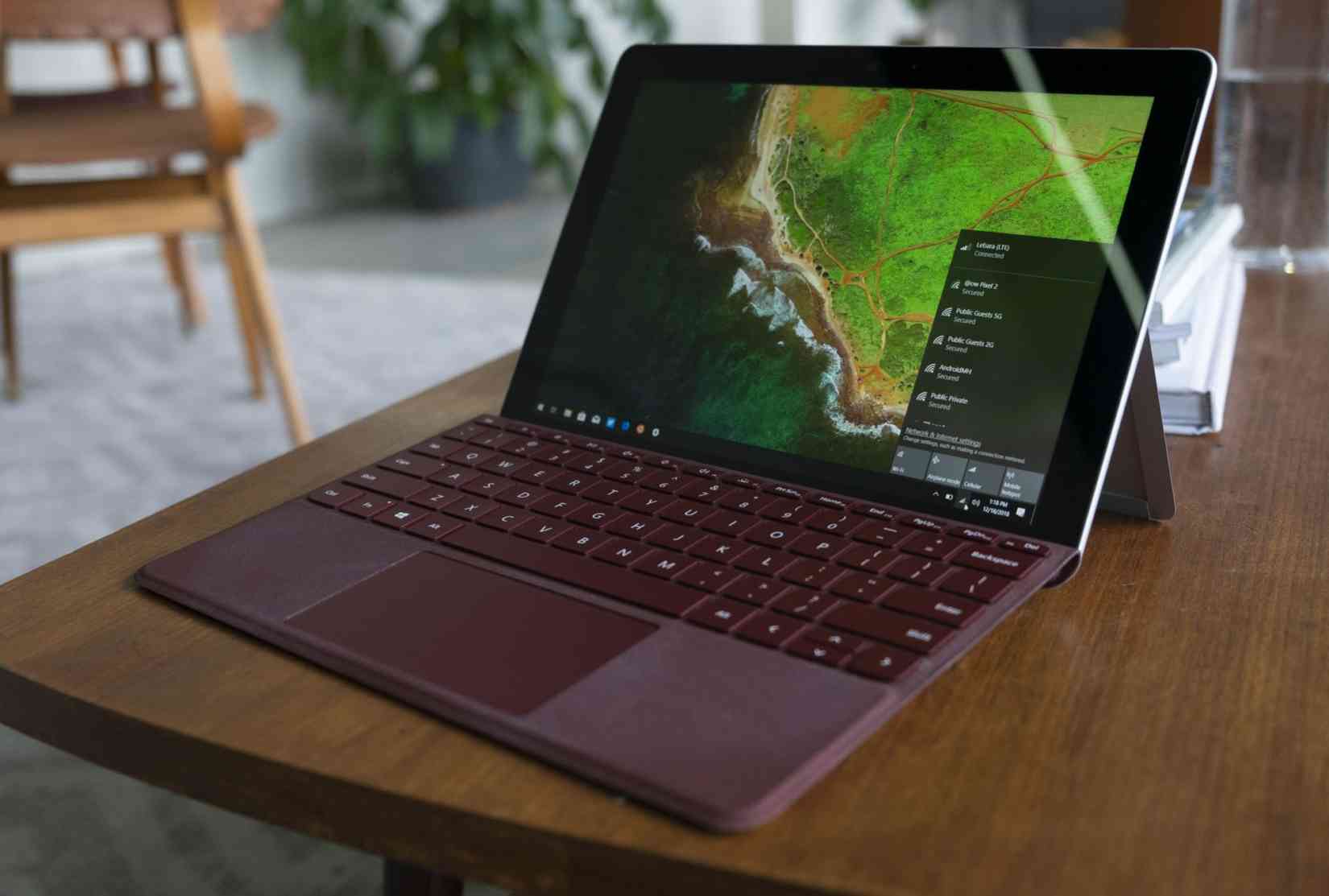 Surface Go with pen and keyboard at work